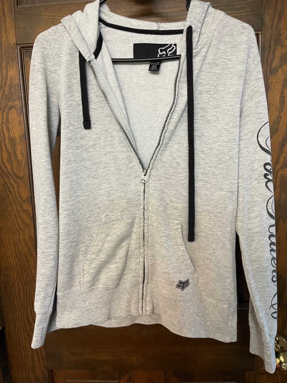 Fox Racing Light Gray Zip-Up Hoodie with Black Accents